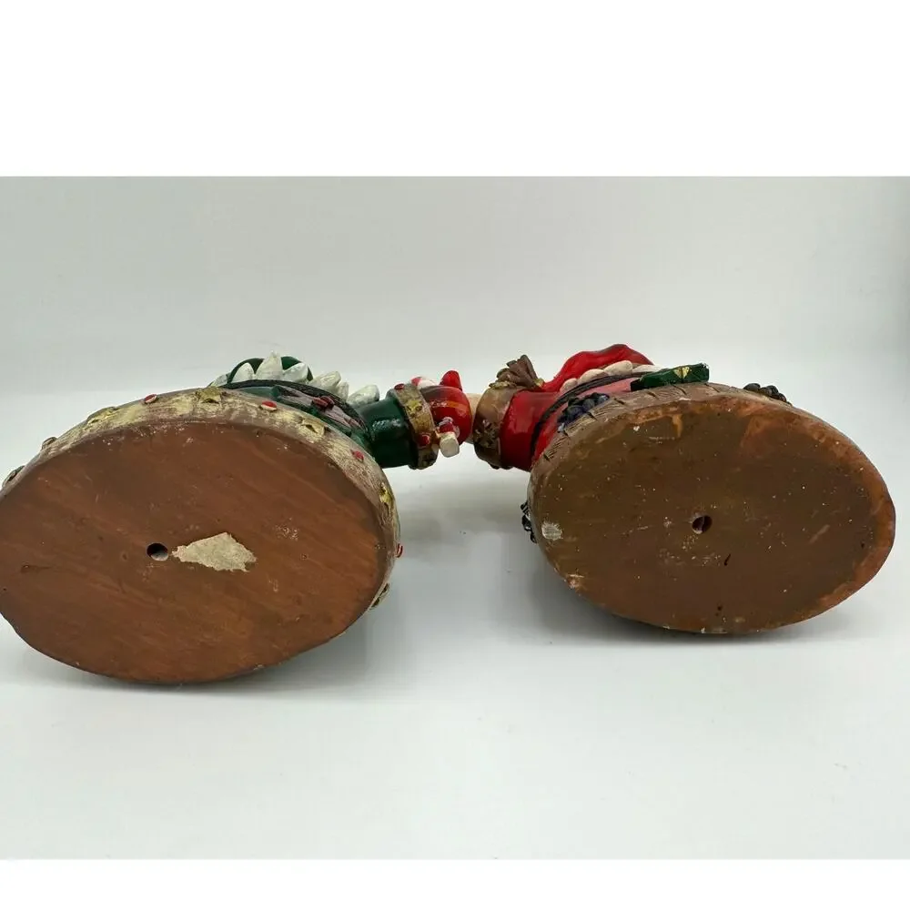 Lot of 2‎ Santa Christmas Holiday Figurines Candy Cane Star Snowman Tree Beard